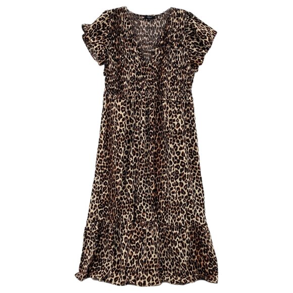 Rails Brown Black Leopard Print Midi Dress | Women’s Size M - Picture 1 of 7